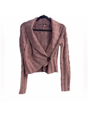 Free People  Ballet Wrap Sweater Mauve Pink Coquette Size Small